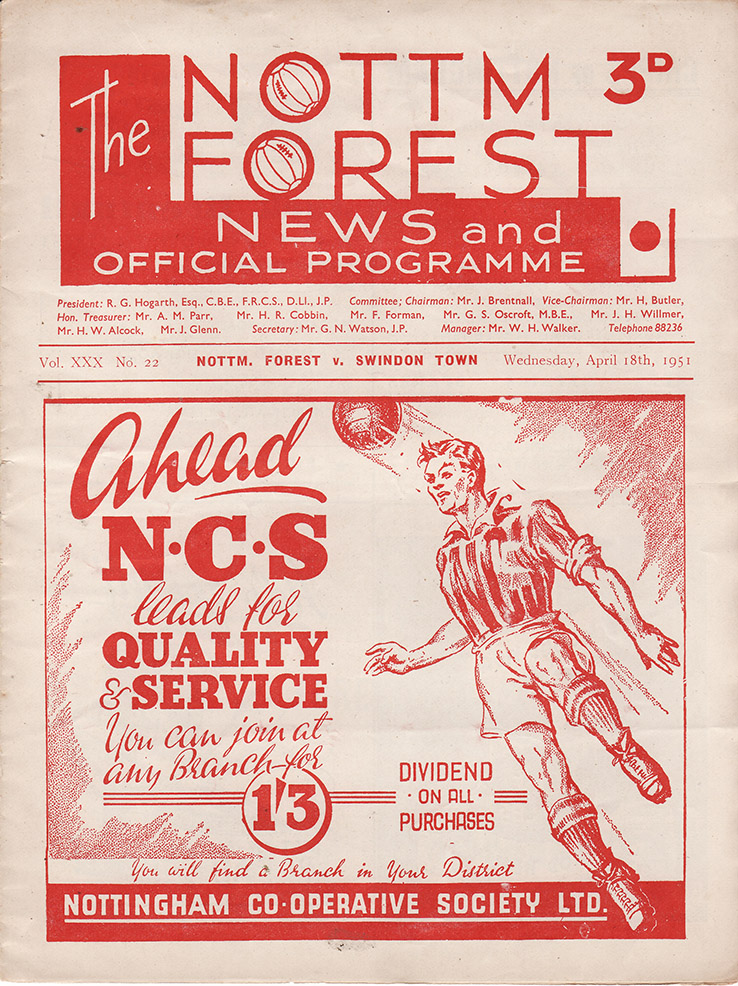 <b>Wednesday, April 18, 1951</b><br />vs. Nottingham Forest (Away)